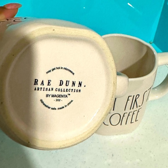 2 Rae Dunn  “BUT FIRST COFFEE” white coffee cups - Picture 2 of 3